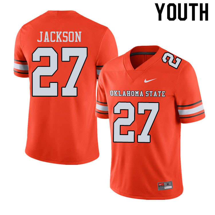 Youth #27 Dezmon Jackson Oklahoma State Cowboys College Football Jerseys Sale-Alternate Orange - Click Image to Close